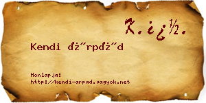 Kendi Árpád névjegykártya