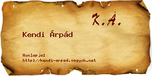 Kendi Árpád névjegykártya
