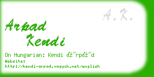 arpad kendi business card